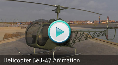 Animation Test. Helicopter Bell-47 by Bondiana 3D Models.